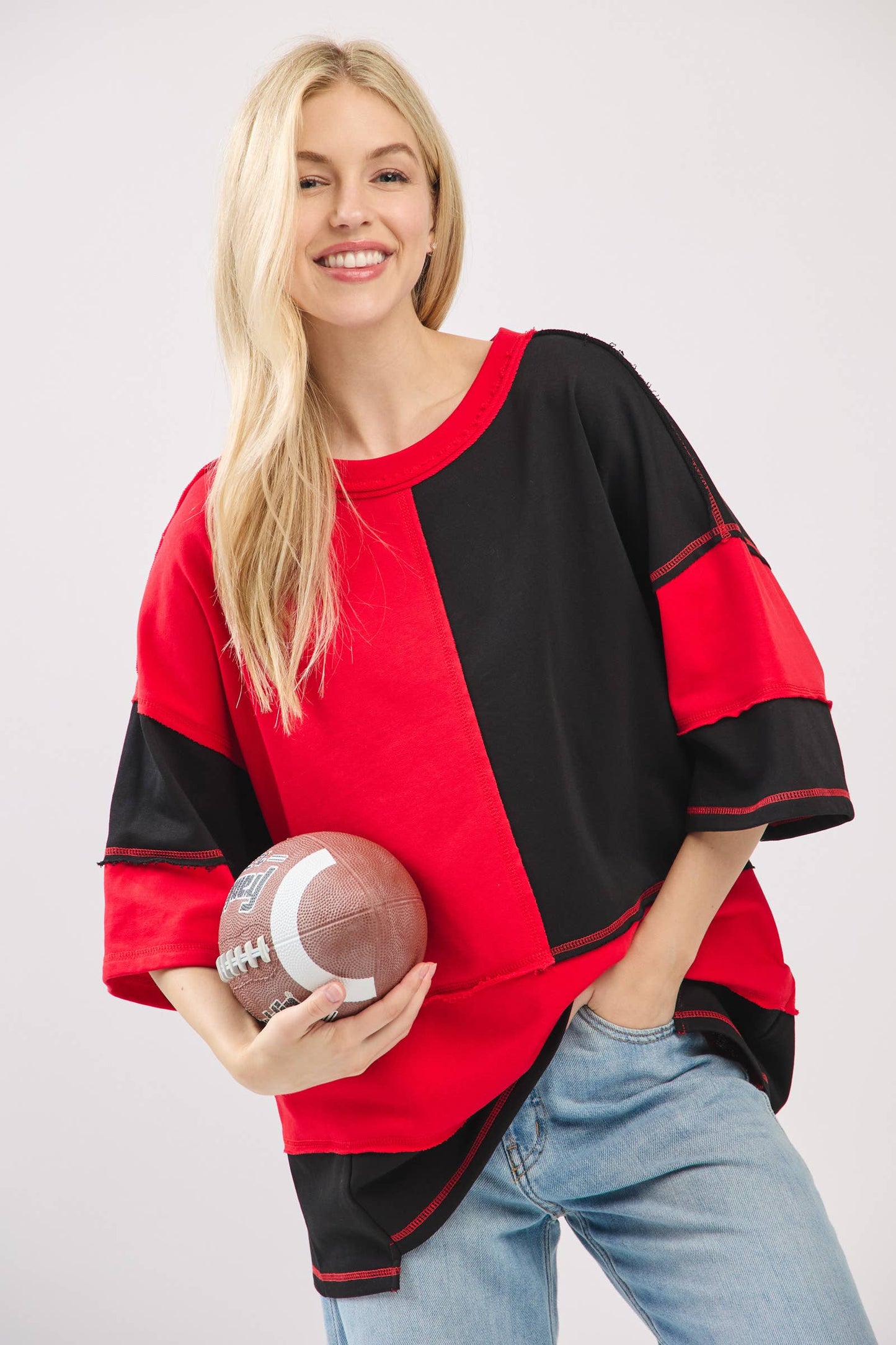 Georgia Color Block Gameday Tee ~ Red/Black