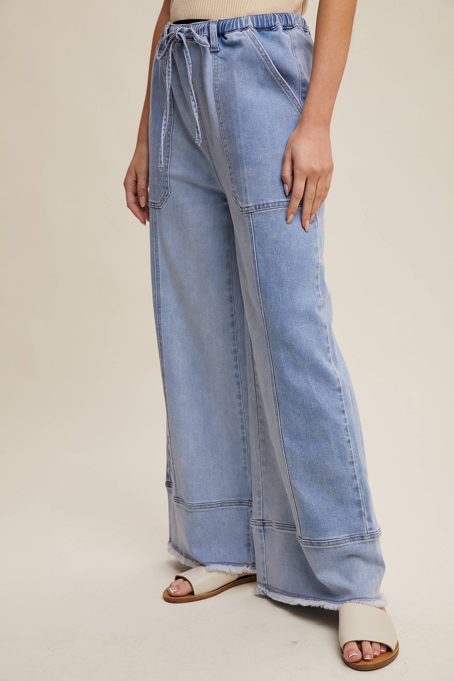 Ryleigh Relaxed Wide Leg Denim Pants ~ Cloud Wash