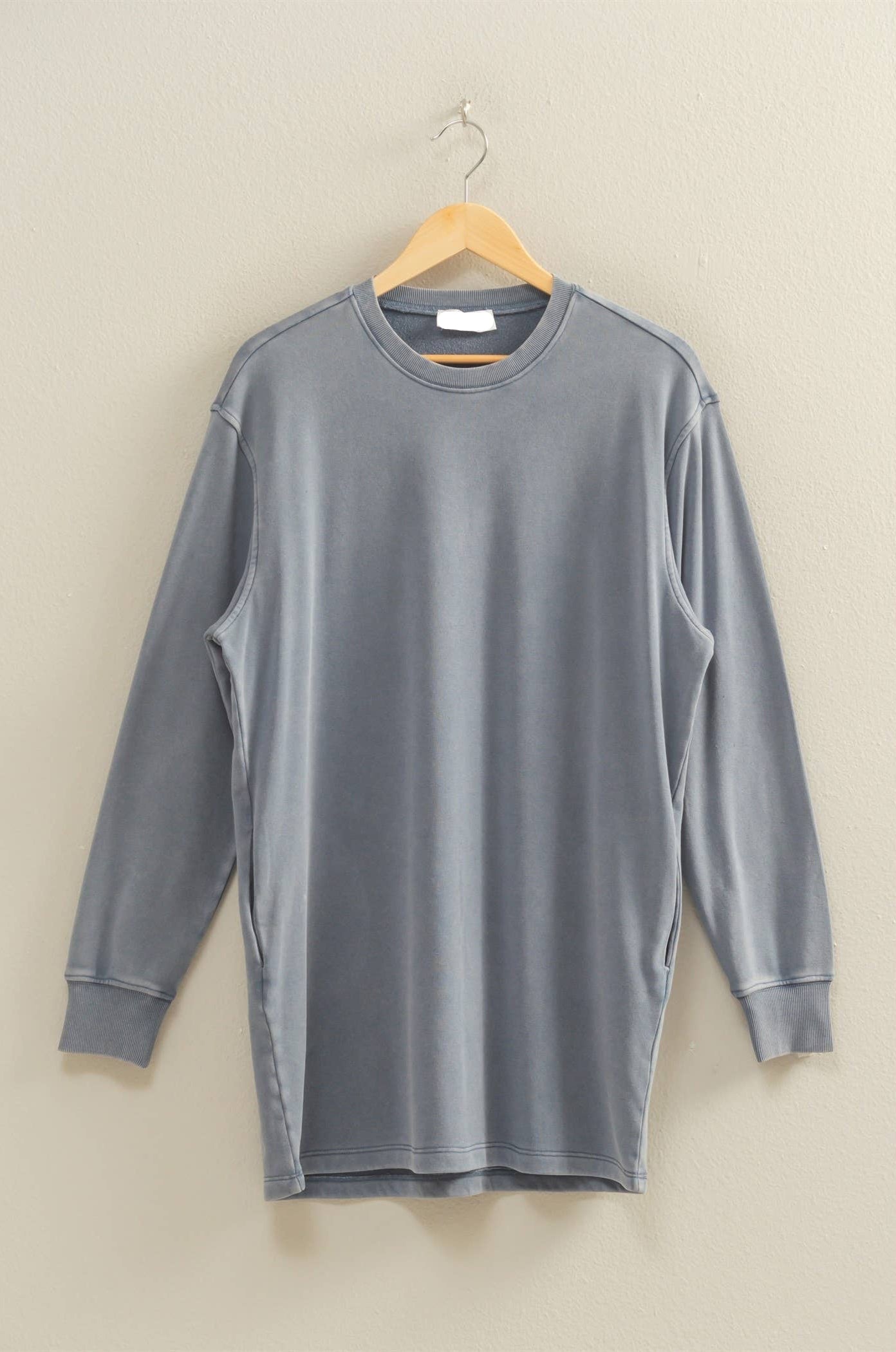 Mickie Mineral Washed Sweatshirt Dress ~ Dusty Navy