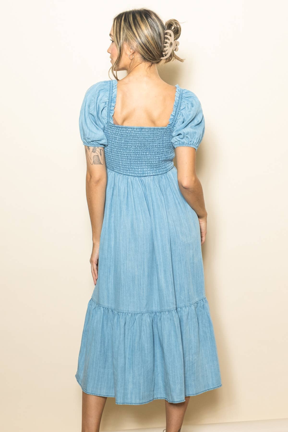 Victoria Vintage Washed Chambray Dress ~ Light Denim