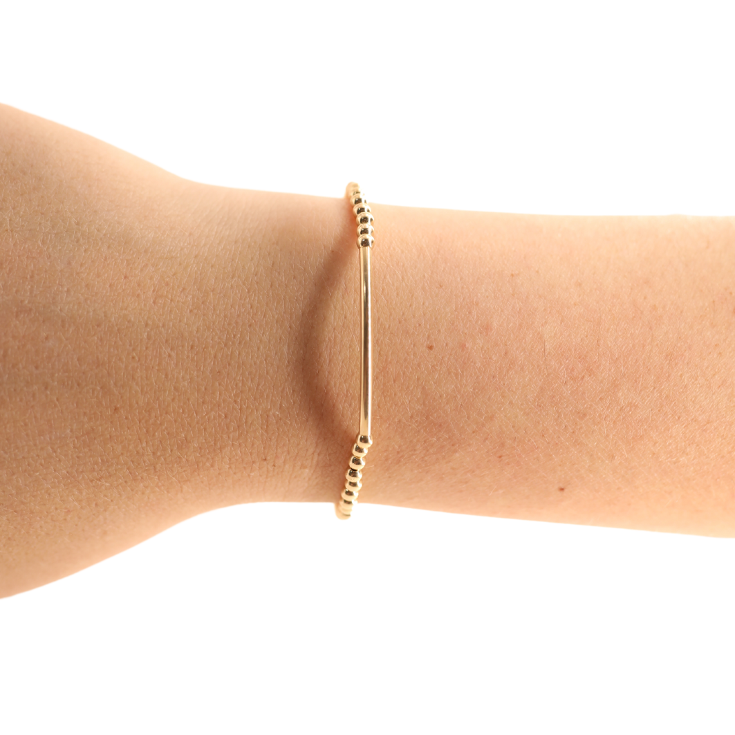 3mm Gold Bar Beaded Bracelet