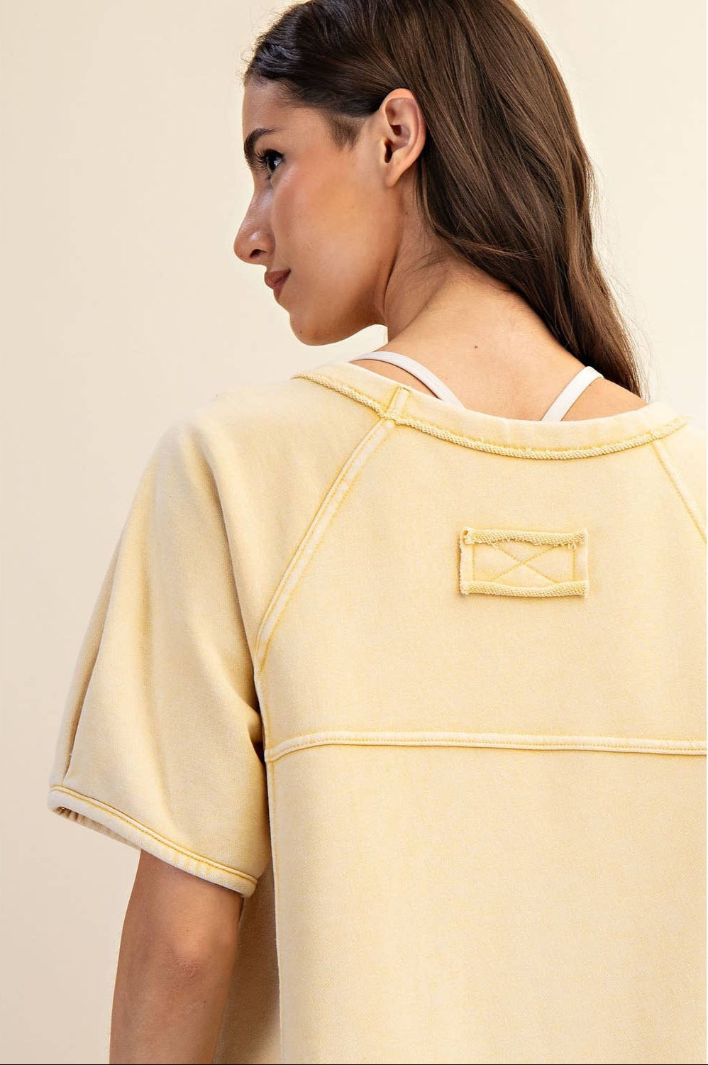 Maya Mineral Wash Oversized Top ~ Pale Yellow