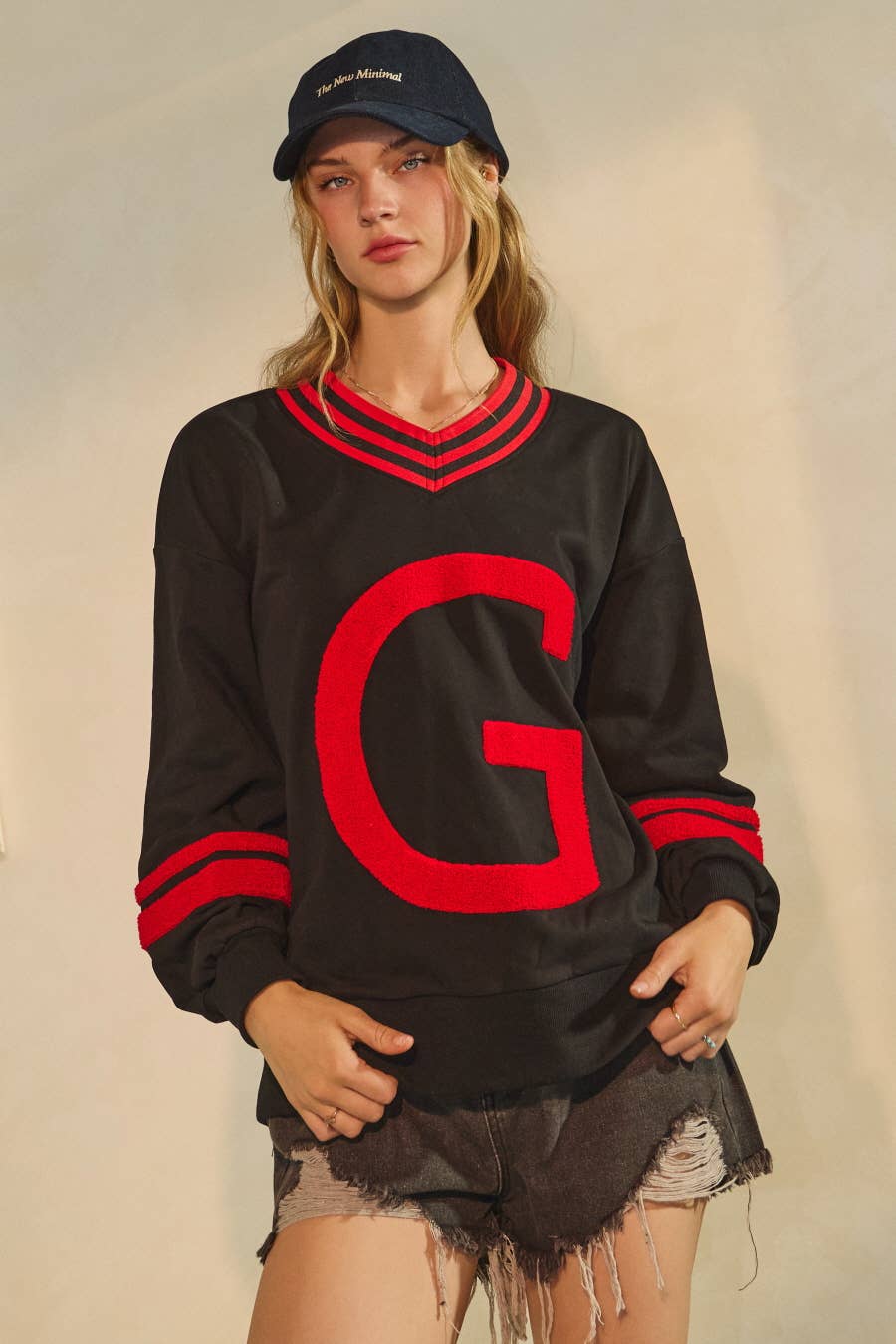 "G" Varsity-Inspired Game Day Pullover ~ Black/Red