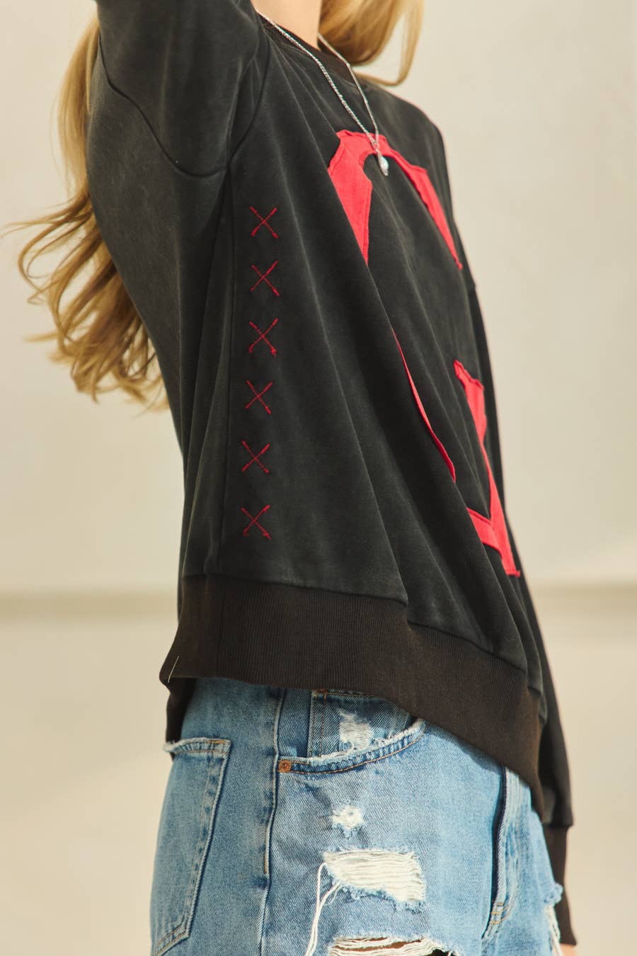 G Patched Gameday Pullover Sweatshirt ~ Washed Black