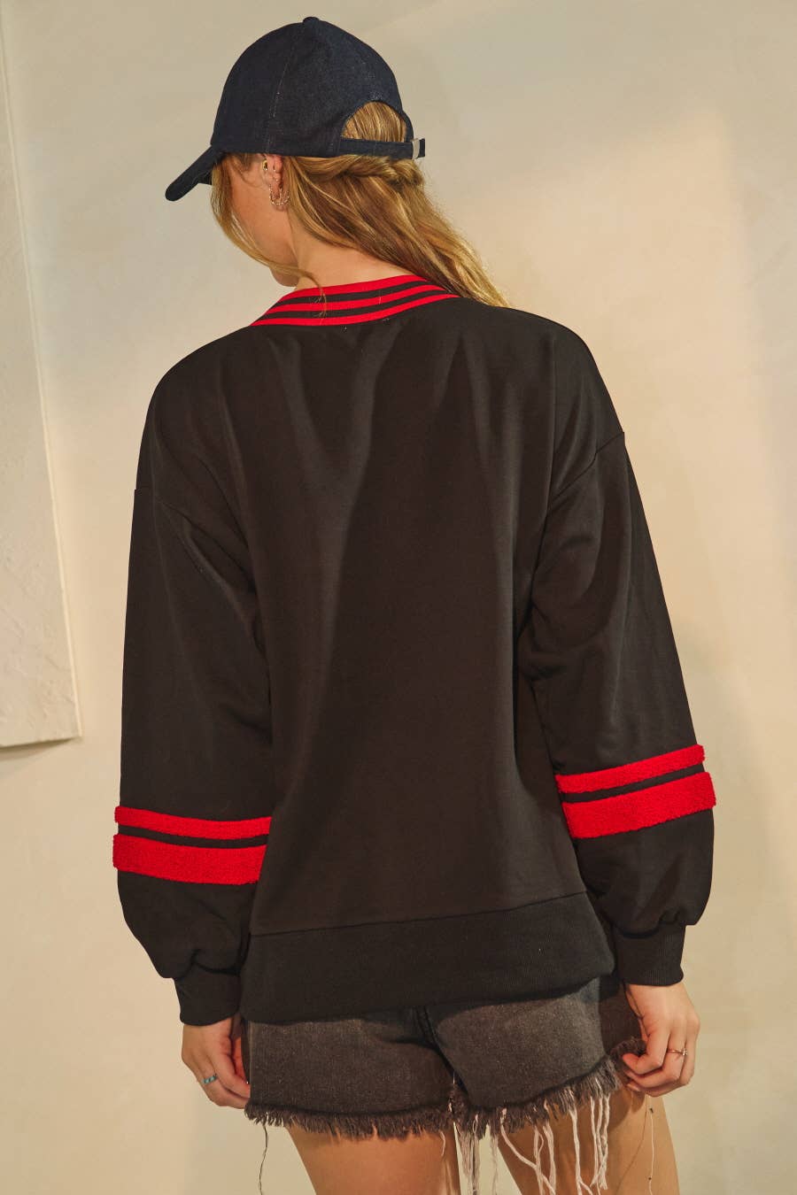 "G" Varsity-Inspired Game Day Pullover ~ Black/Red