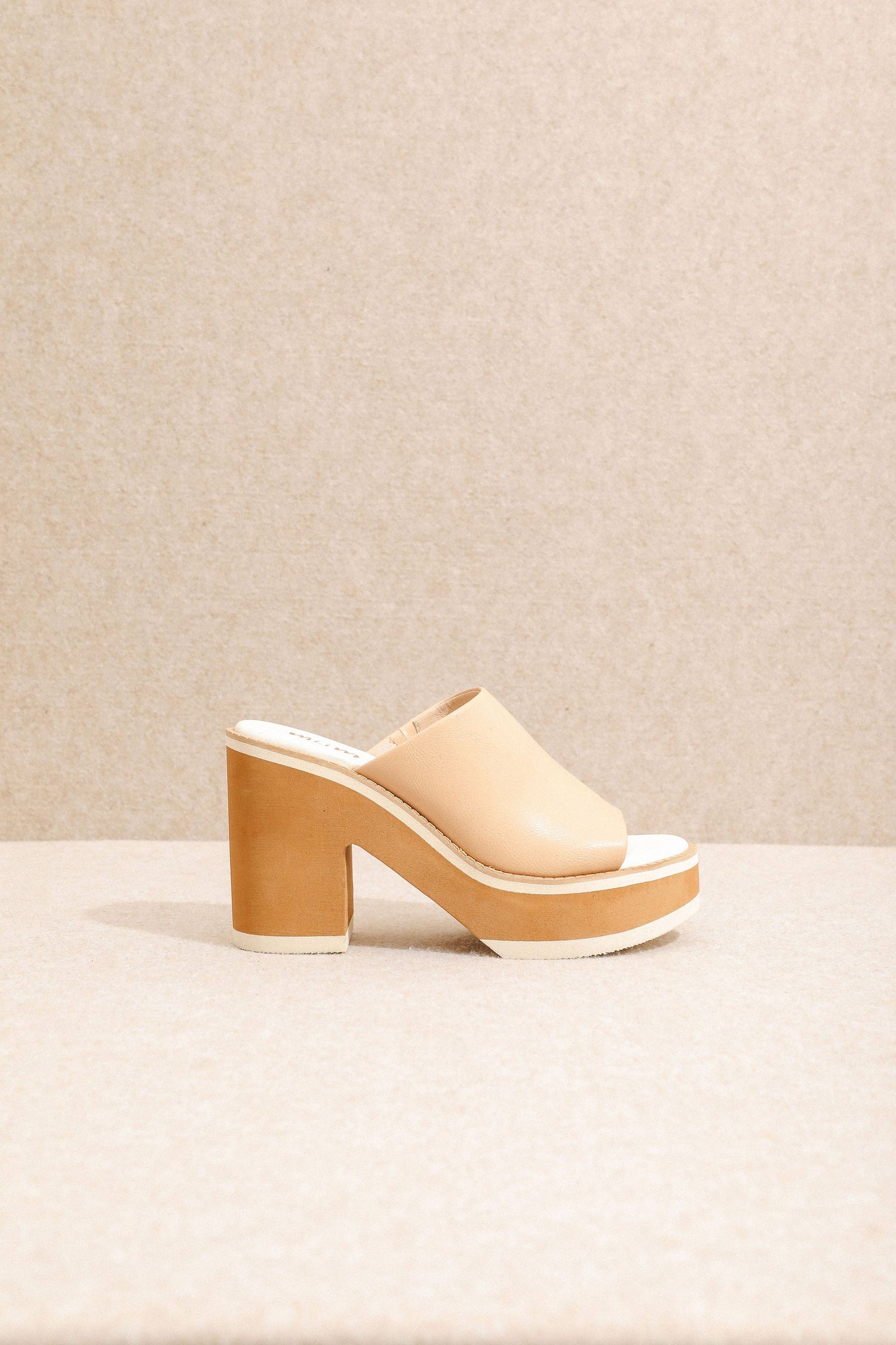 Jemma Chunky Color Blocked Platform Heel ~ Nude Pink