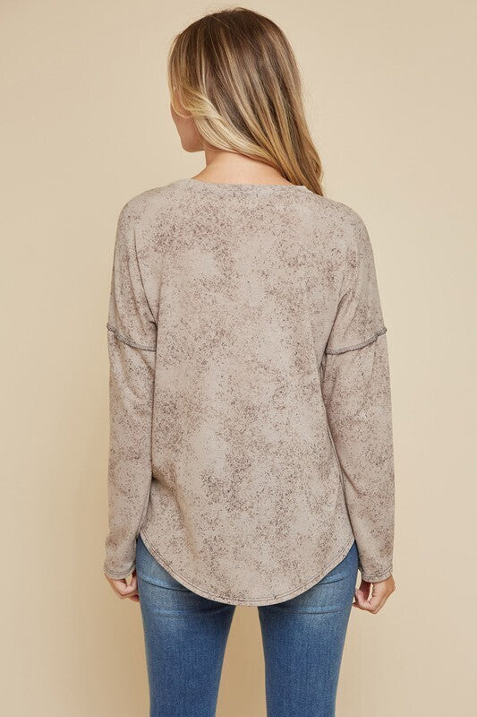 Veronica Criss Cross Front Detail Top ~ Taupe