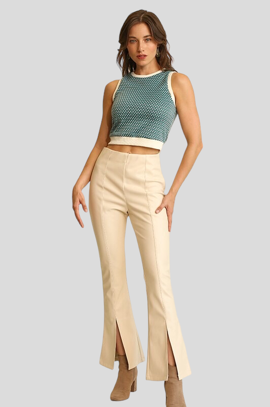 Jade Jacquard Knit Crop Top ~ Teal