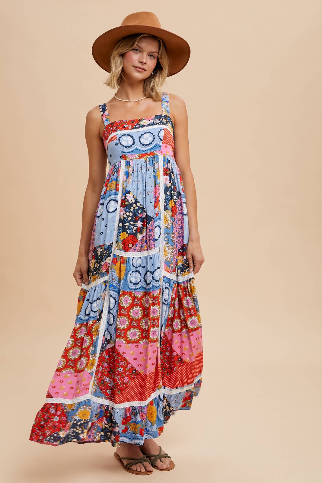 Pattie Patchwork Tiled Print Maxi Dress ~ Floral