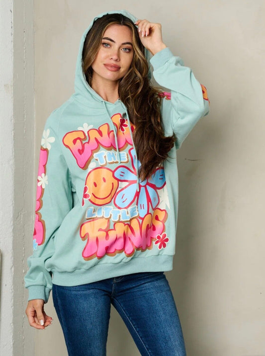 ENJOY THE LITTLE THINGS Graphic Pullover ~ Mint