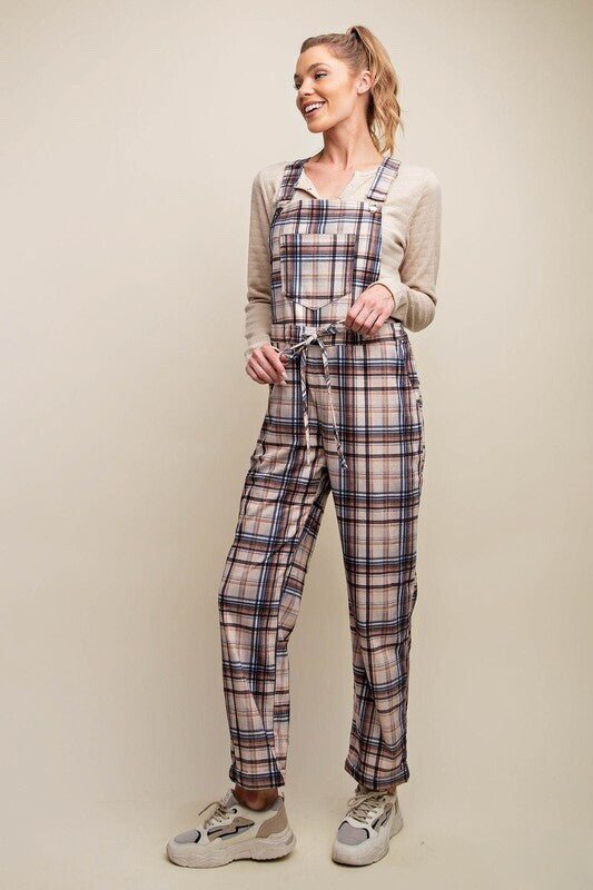 Patti Plaid Suspender Overalls Jumpsuit ~ Blue Mix