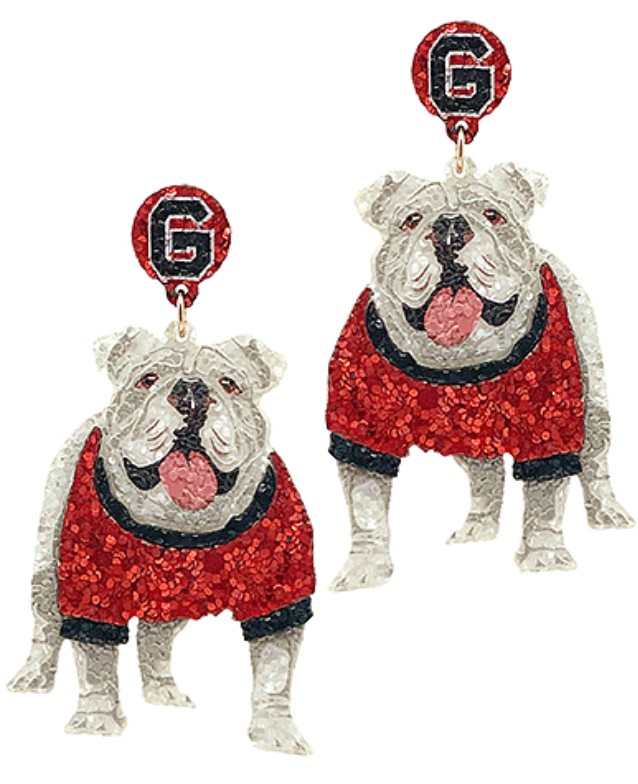 Sparkly UGA Bulldog Earrings