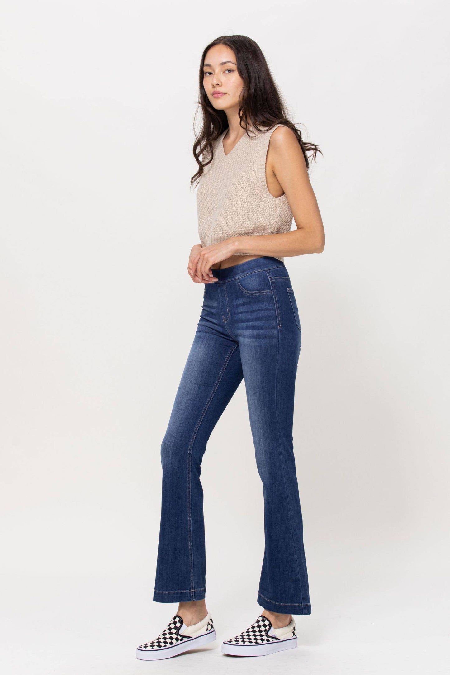Dakota Flare Pull On Jegging Jeans ~ Dark Denim