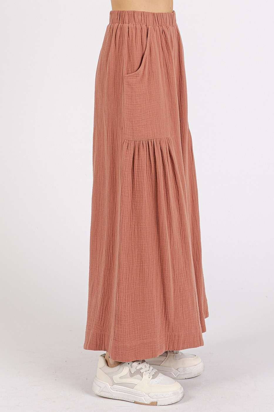 Josie Gauze Tier Pleat Wide Leg Pants ~ Sienna