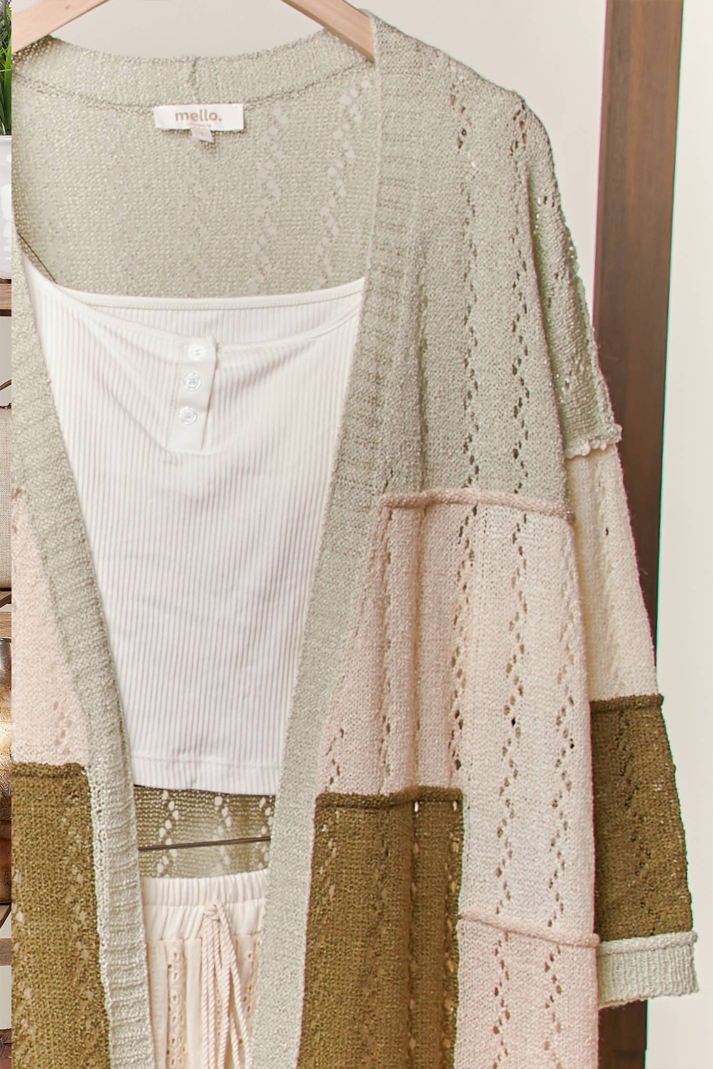 Fiona Color Block Patch Pocket Cardigan ~ Olive