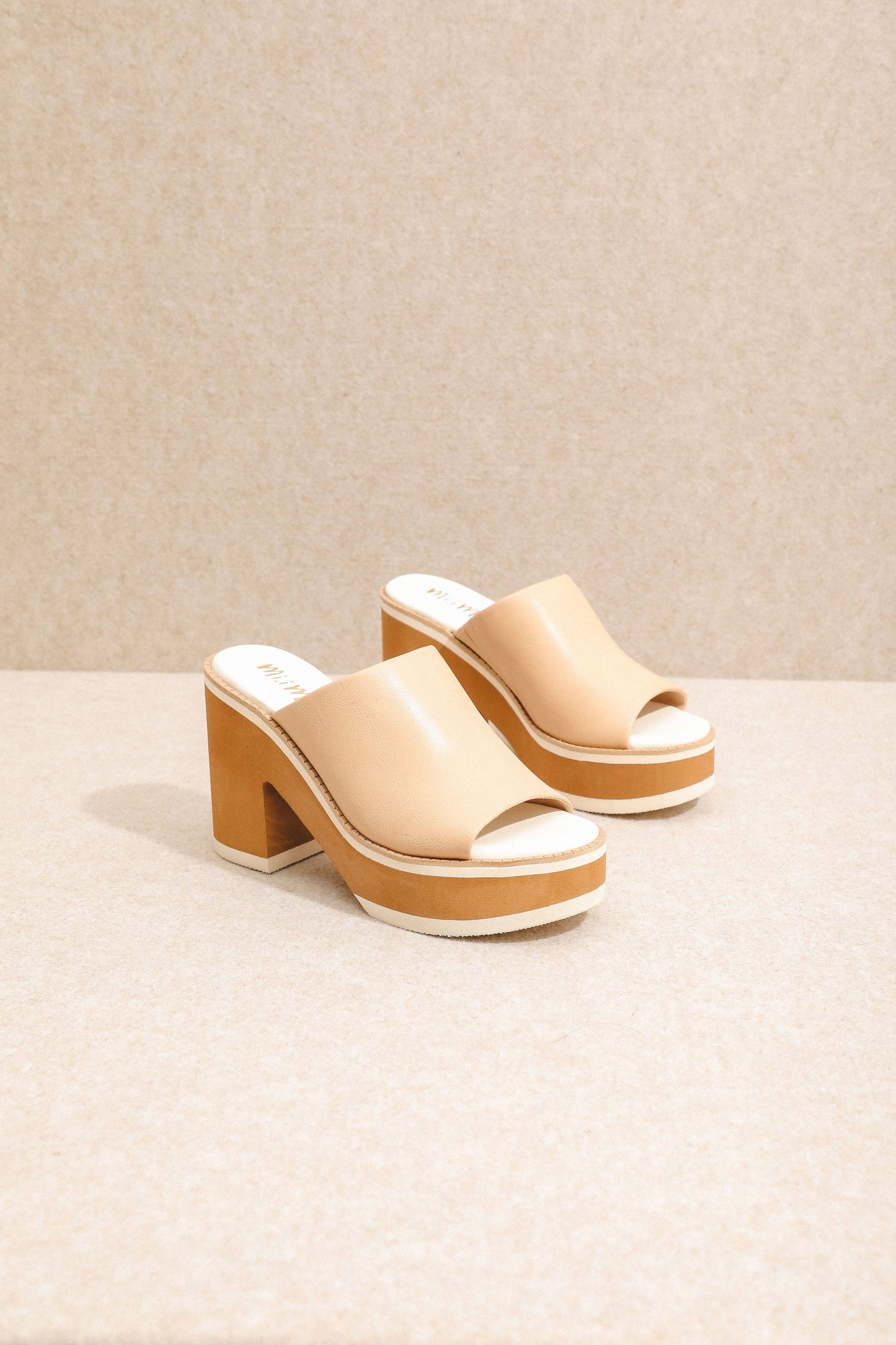 Jemma Chunky Color Blocked Platform Heel ~ Nude Pink