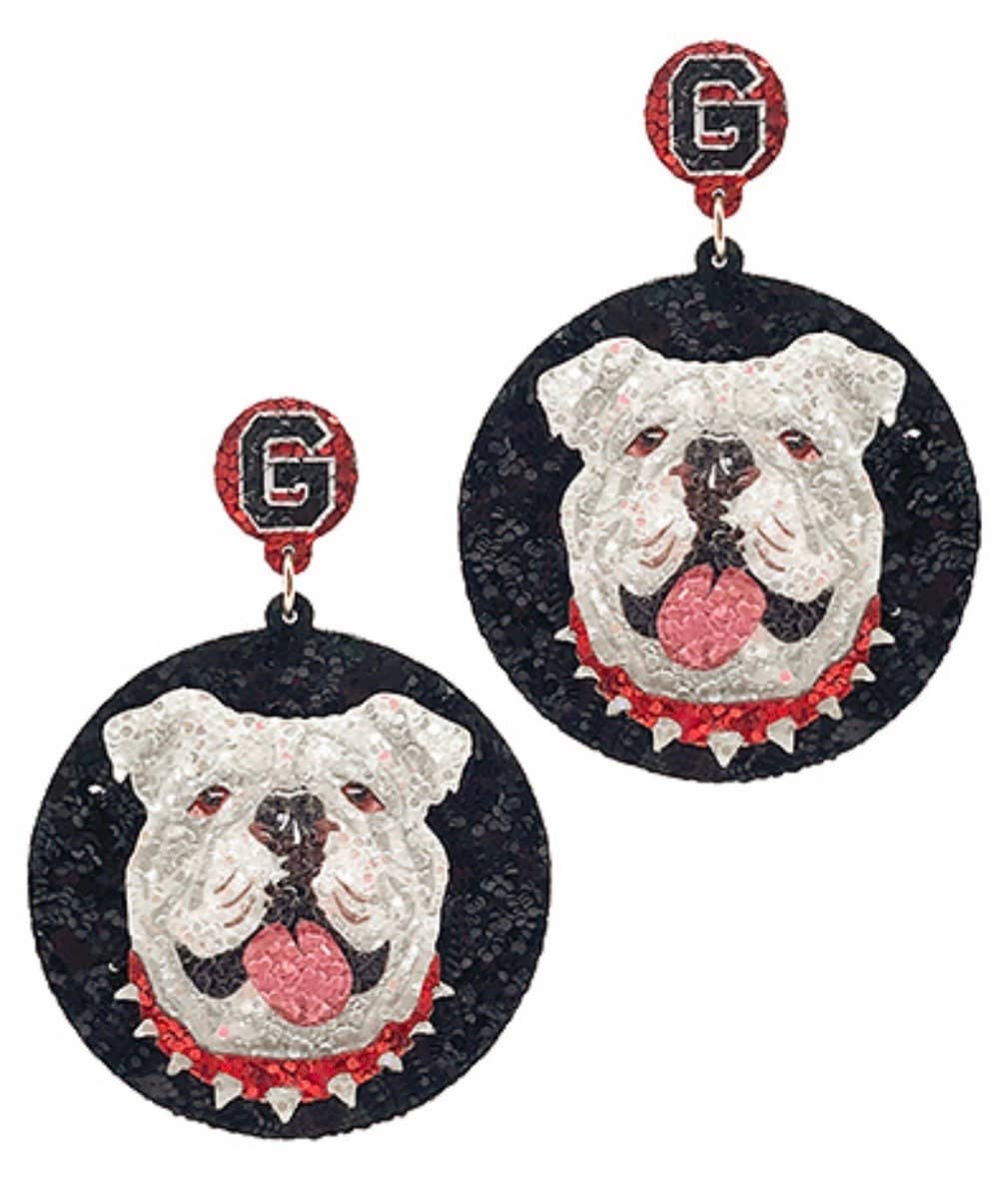 Georgia Bulldog Matte Glitter Statement Earrings
