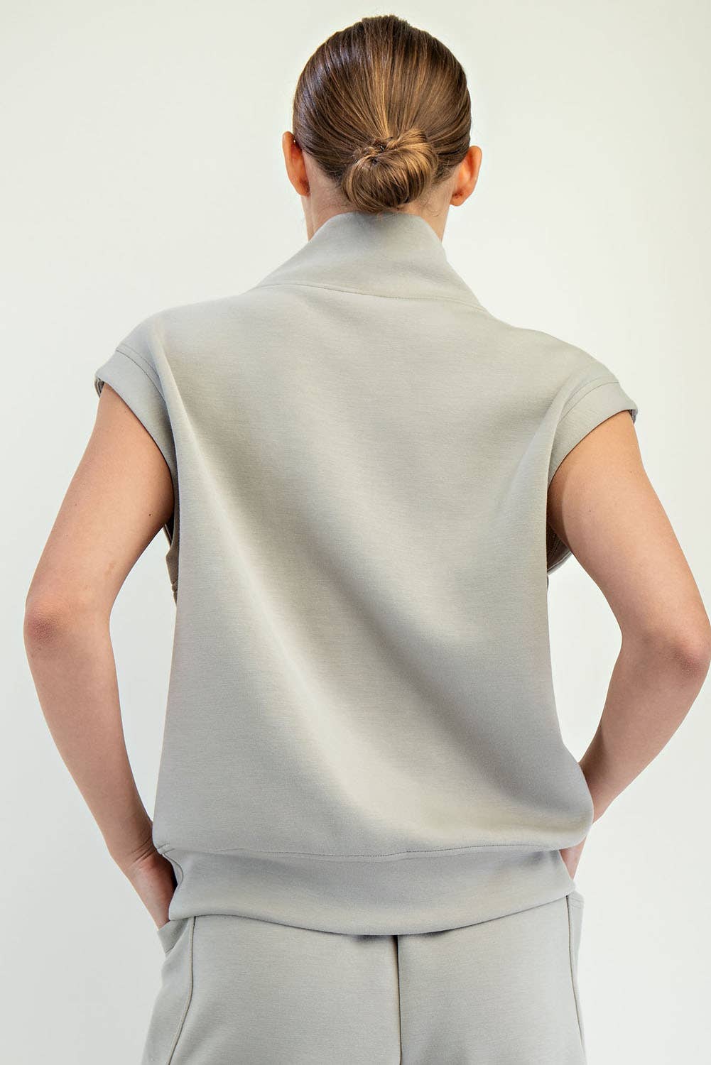 Marlee Modal Scuba Luxe V Neck Top ~ Light Sage