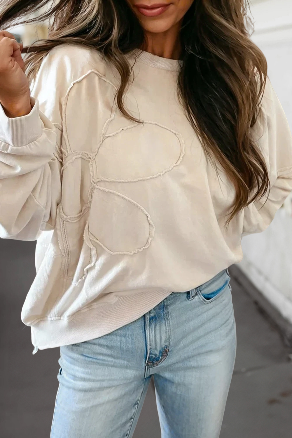 Fae Flower Patch Loose Fit Top ~ Cream
