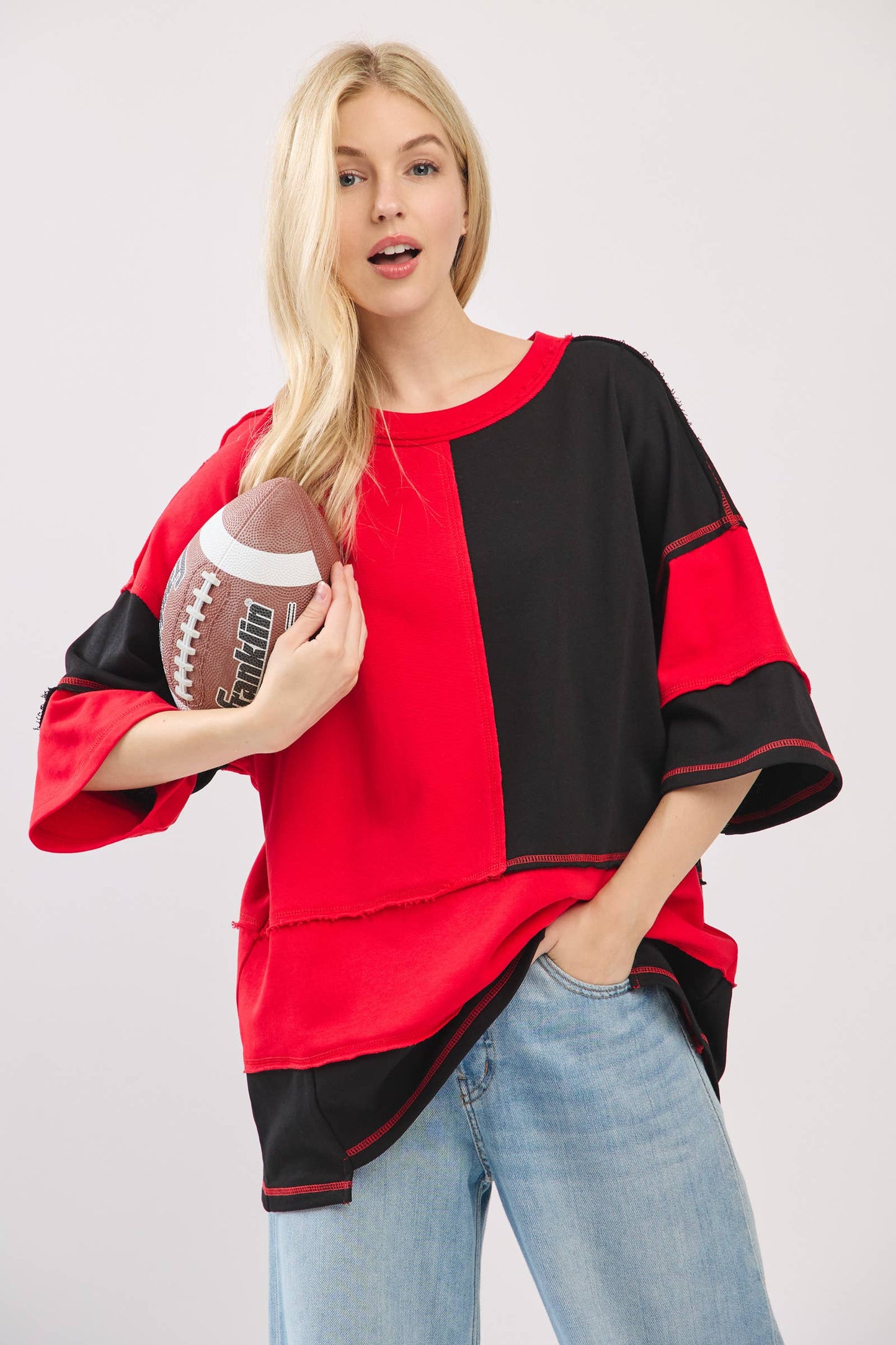 Georgia Color Block Gameday Tee ~ Red/Black