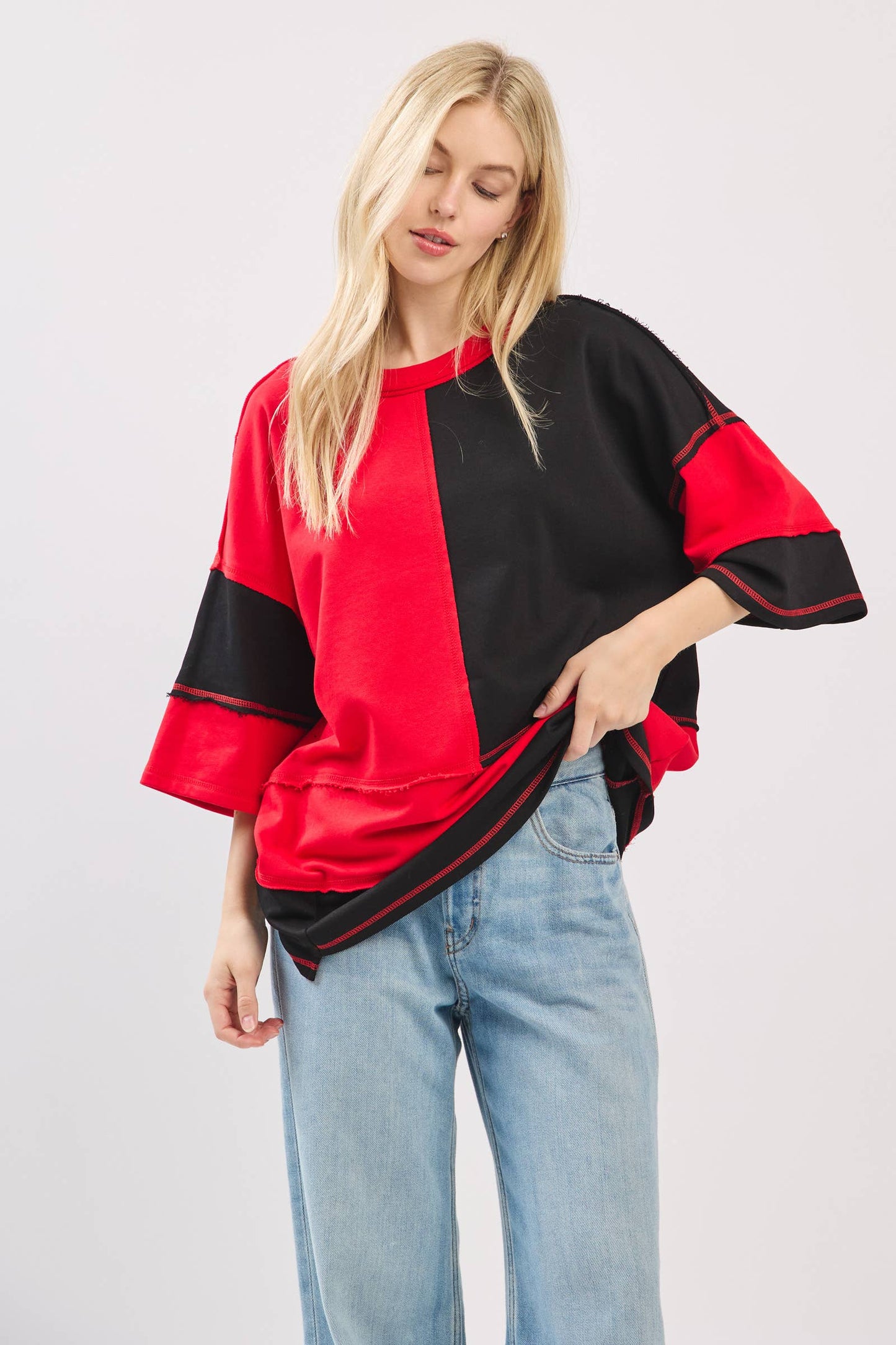Georgia Color Block Gameday Tee ~ Red/Black