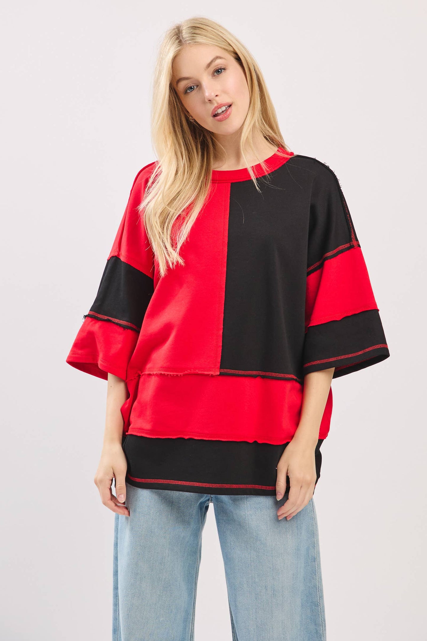 Georgia Color Block Gameday Tee ~ Red/Black