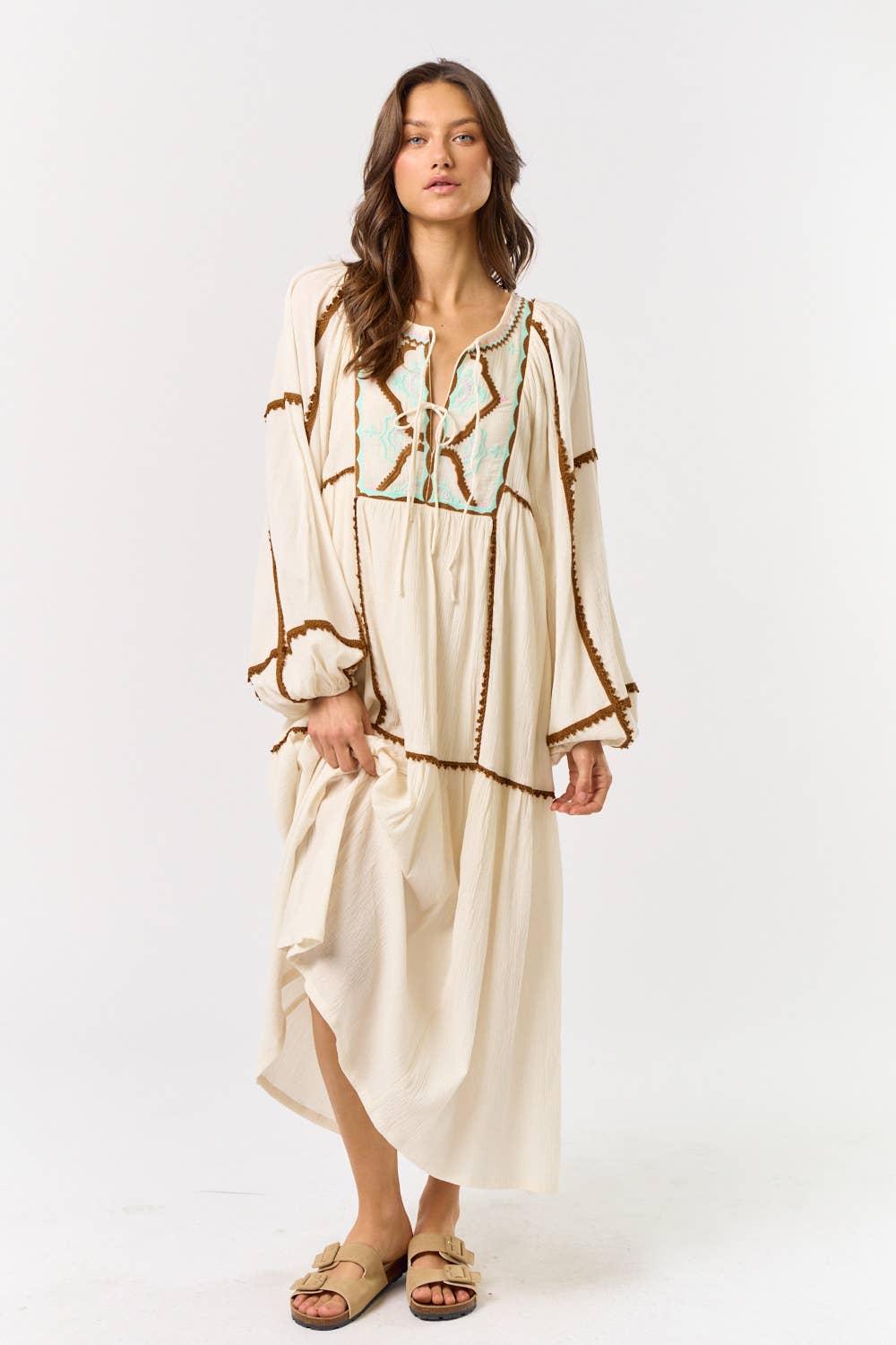 Everly Embroidered Boho Maxi Dress Ivory – Spoiled Rotten Boutique