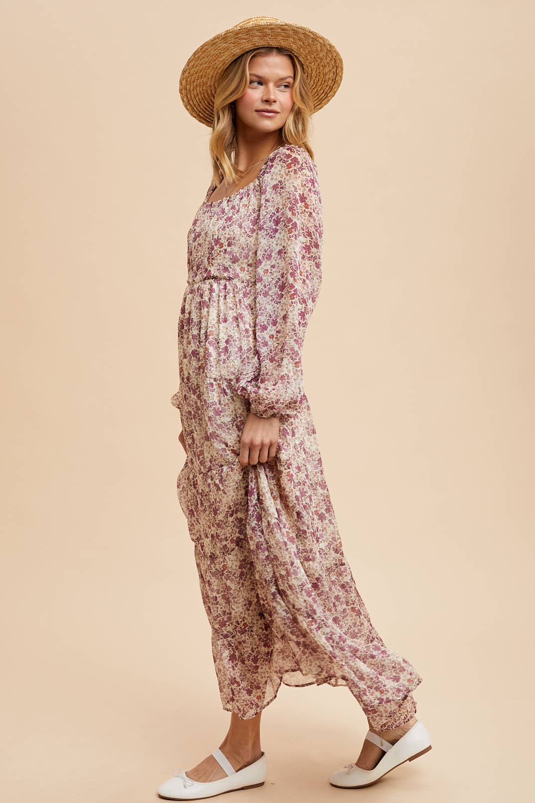 Farah Floral Yoru Chiffon Maxi Dress ~ Vintage Floral