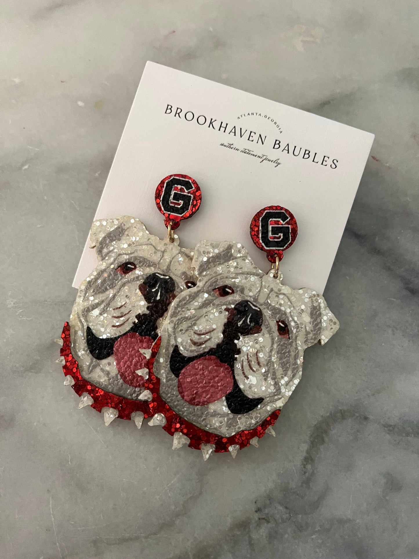 Georgia Bulldog Matte Glitter Statement Earrings