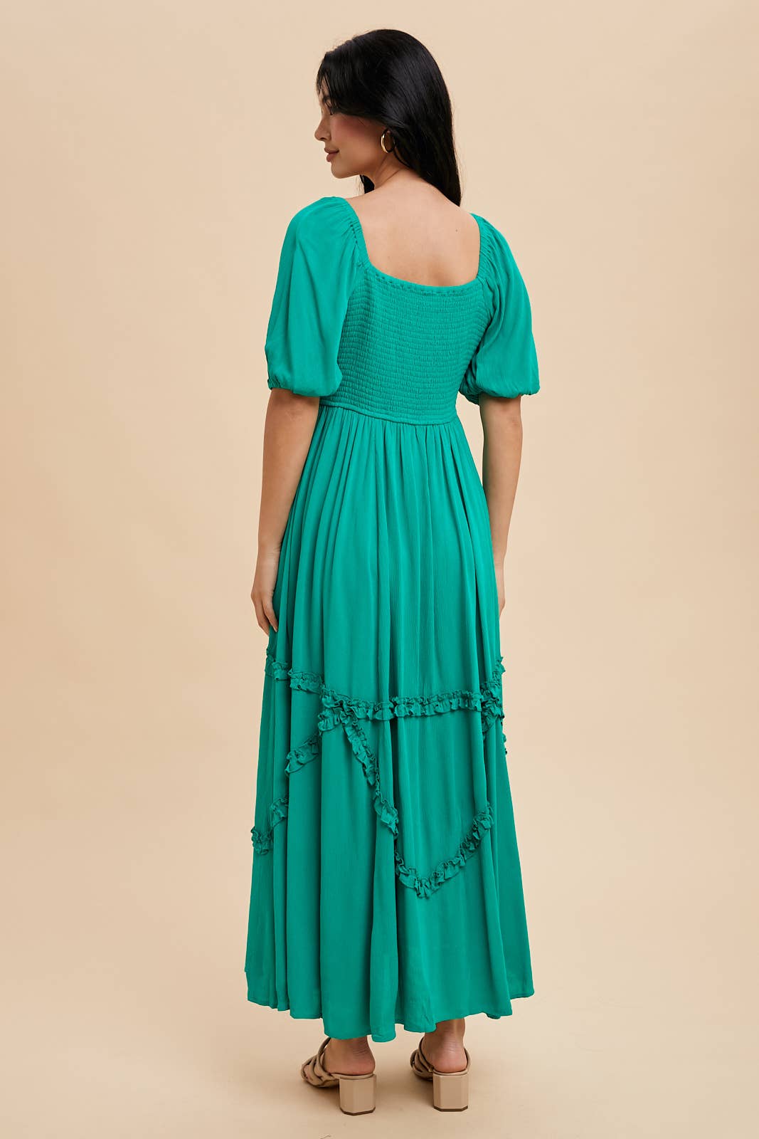 Isabella Intricate Ruffle Maxi Dress ~ Kelly Green