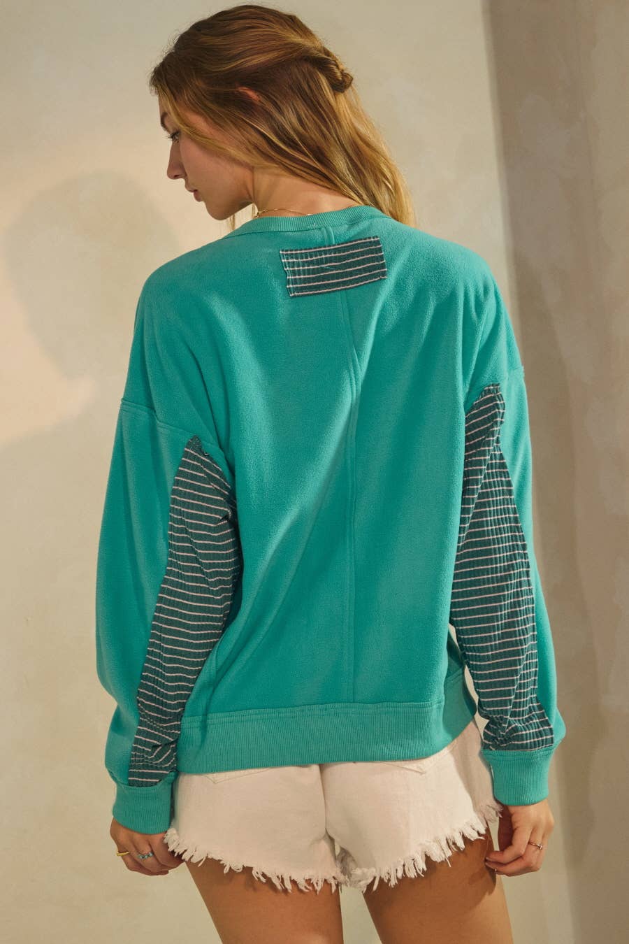 Paige Polar Fleece Crewneck Pullover ~ Aqua Blue