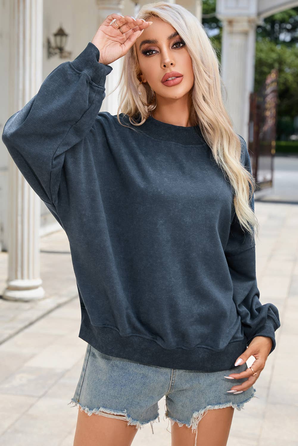 Bailey Mineral Washed Pullover ~ Navy