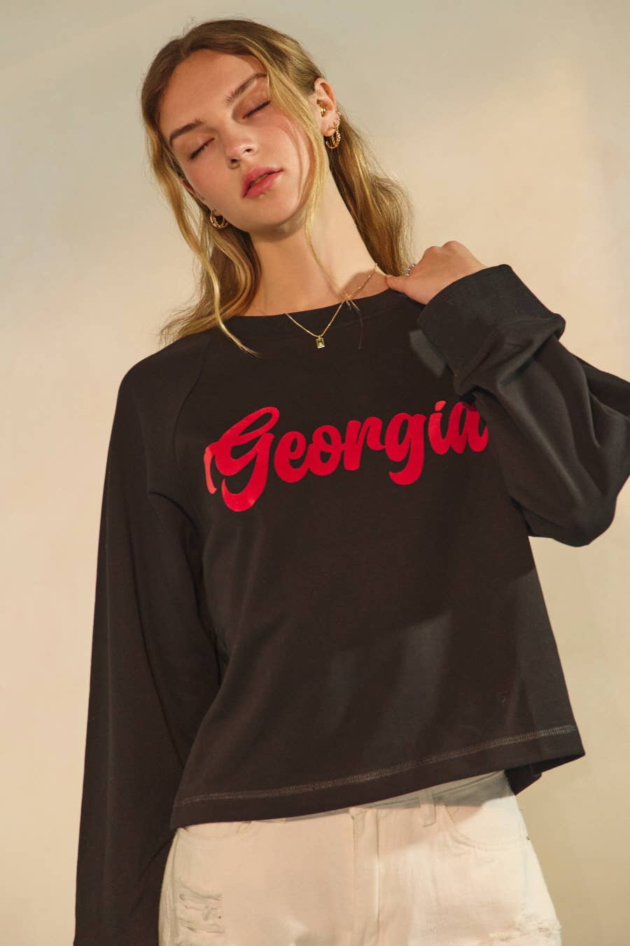 Georgia Cropped State Logo Sweatshirt ~ Black