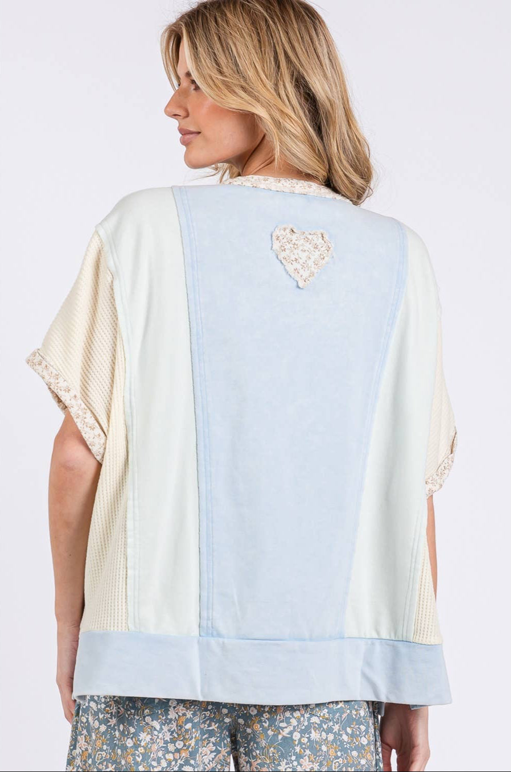 Camila Colorblock Kangaroo Pocket Top ~ Blue