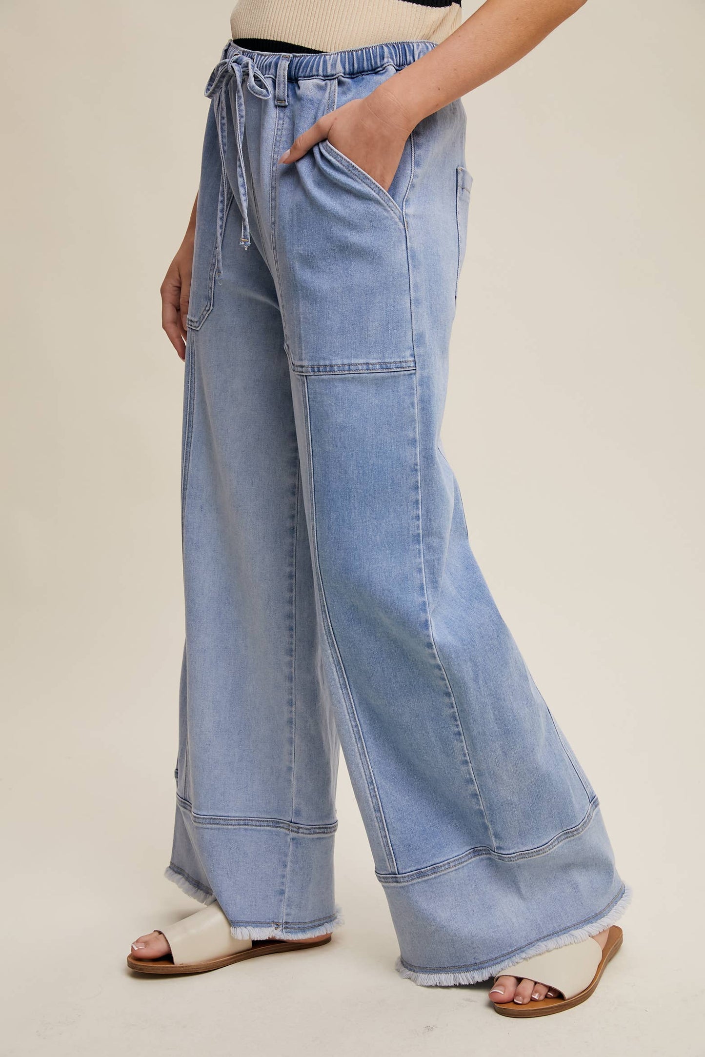 Ryleigh Relaxed Wide Leg Denim Pants ~ Cloud Wash