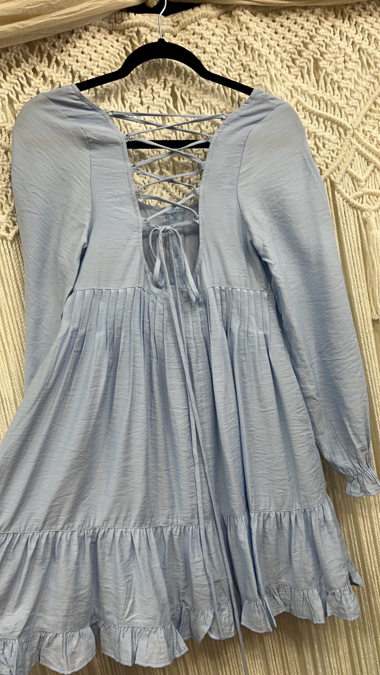 Tinsley Back Lace Up Mini Dress ~ Ice Blue