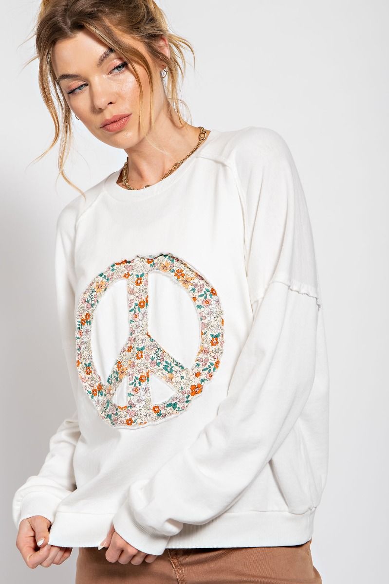 Peace Sign Pullover ~ Off White