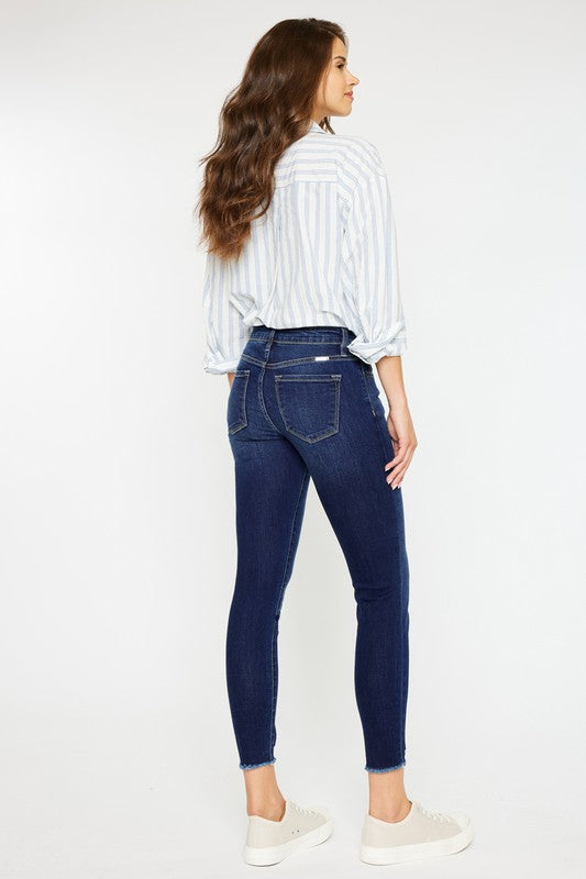 Victoria Mid Rise Ankle Skinny Jeans ~ Dark Denim