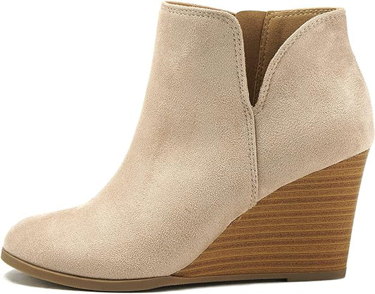 Ability Wedge Ankle Booties ~ Light Taupe