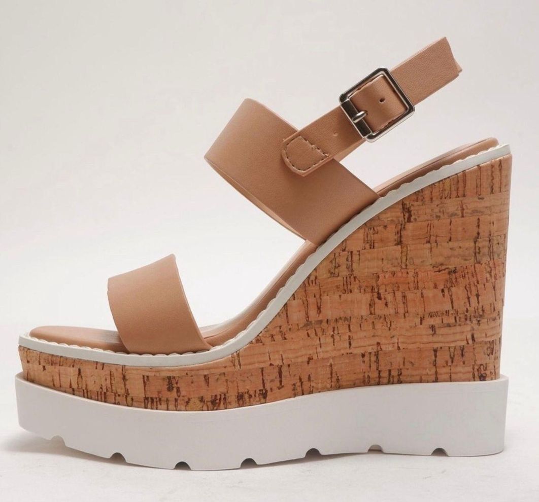 Adler Cork Wedge Sandal ~ Nude
