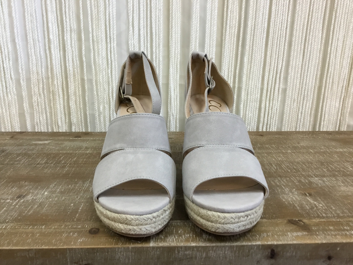 Bella Espadrille Wedge Sandal ~ Light Grey