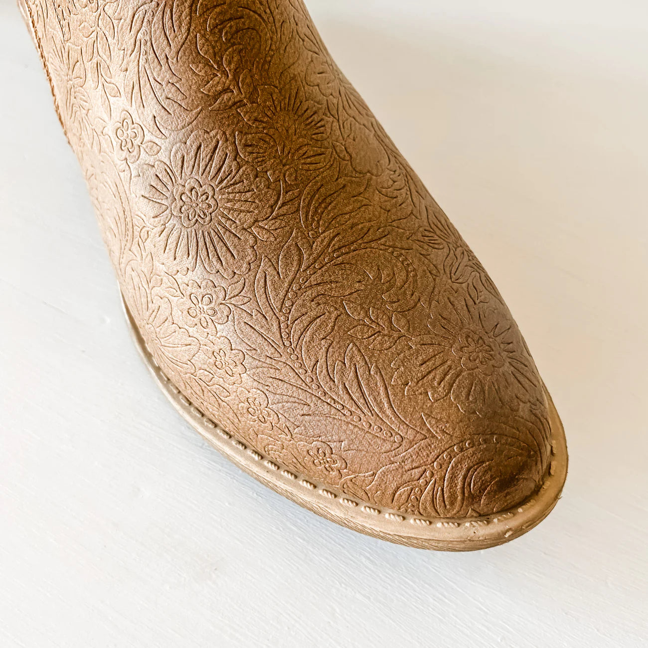 Very G Divine Tooled Ankle Bootie ~ Tan