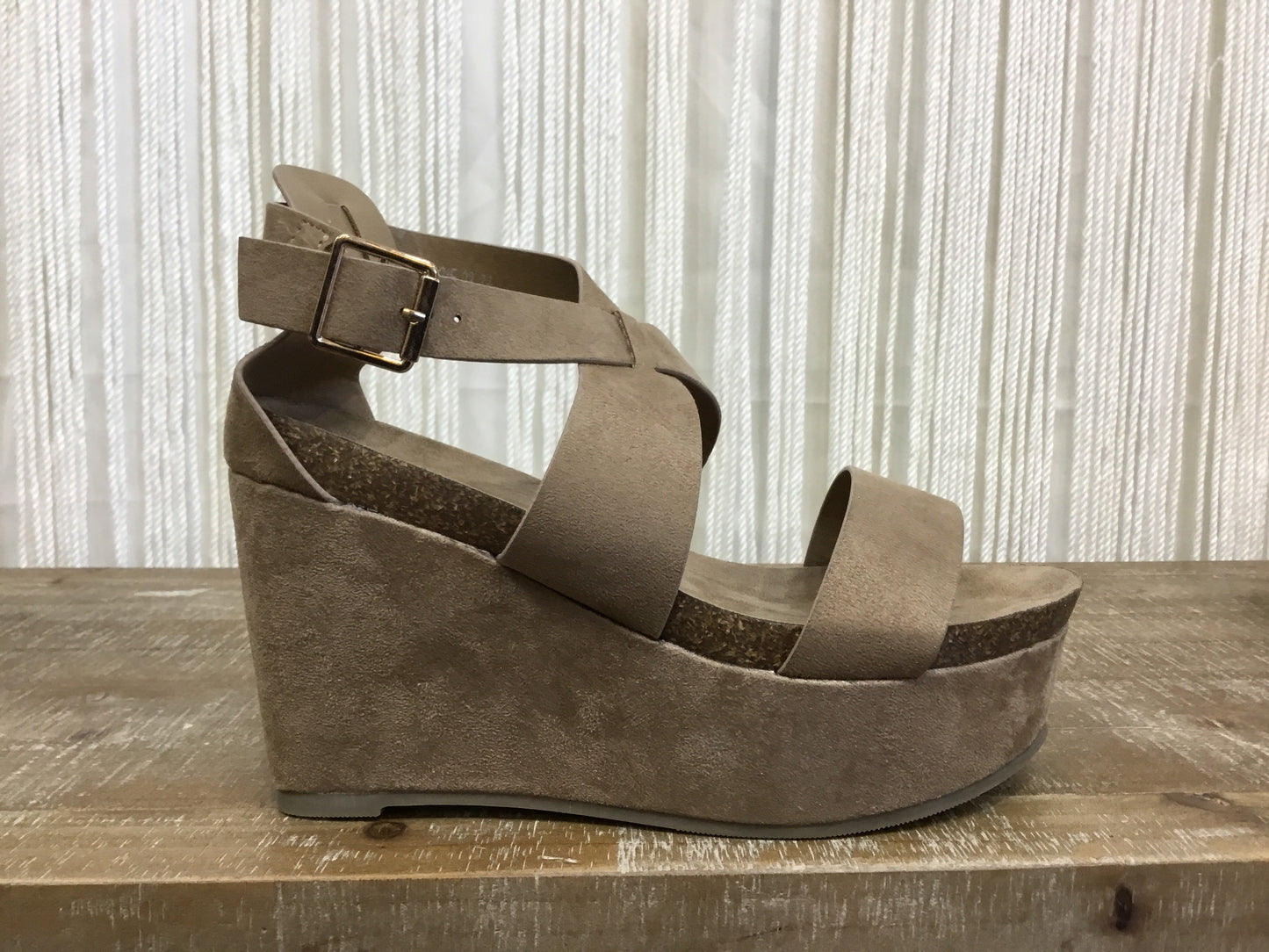 Presley Ankle  Strap Wedge ~ Taupe