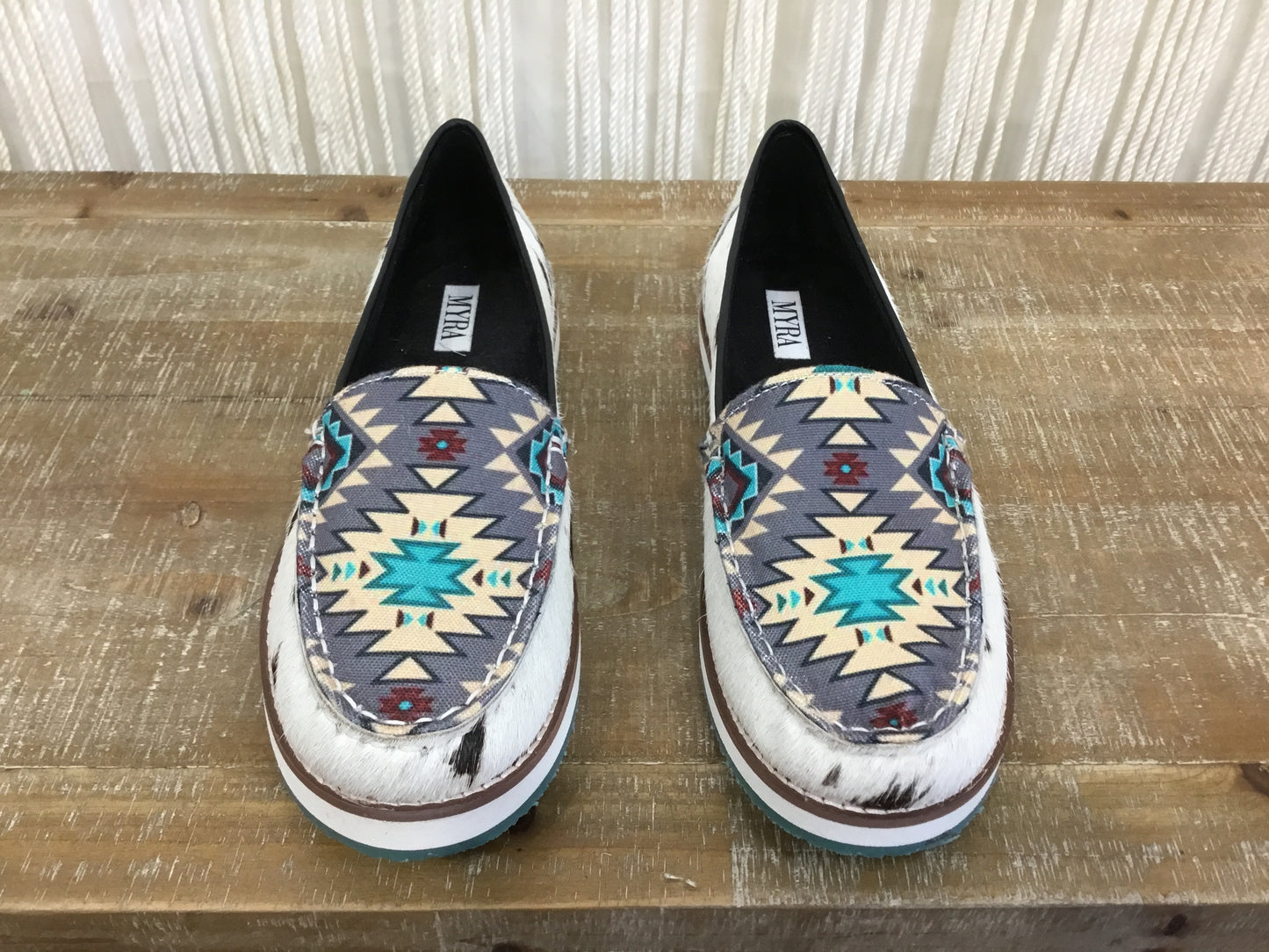 Verdana Cowhide Slip on Sneakers ~ Aztec