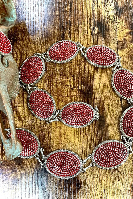 Rhinestone Oval Chain Belt