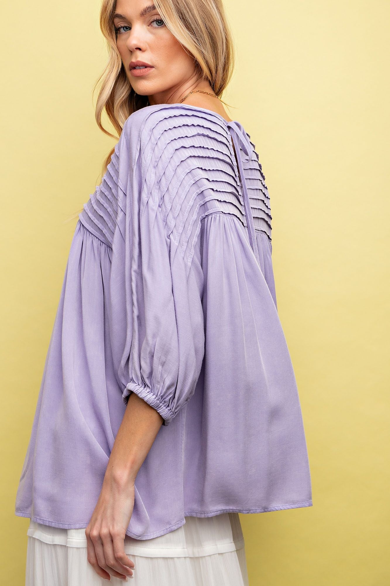 Paxton Pintuck Detailing Mineral Wash Top ~ Lavender