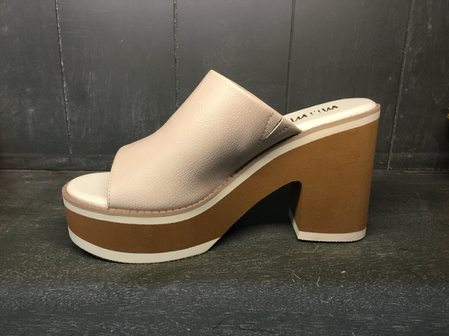 Jemma Chunky Color Blocked Platform Heel ~ Nude Pink