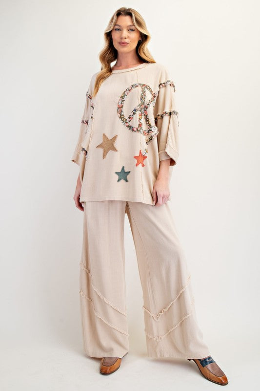 Raylee Linen Patch Mineral Wash Tunic ~ Natural