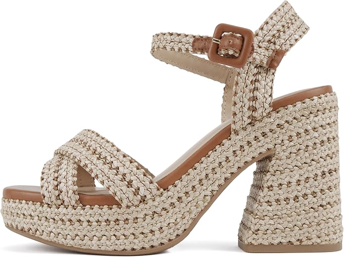 Yara Jute Ankle Strap Heeled Sandal ~ Natural/Tan