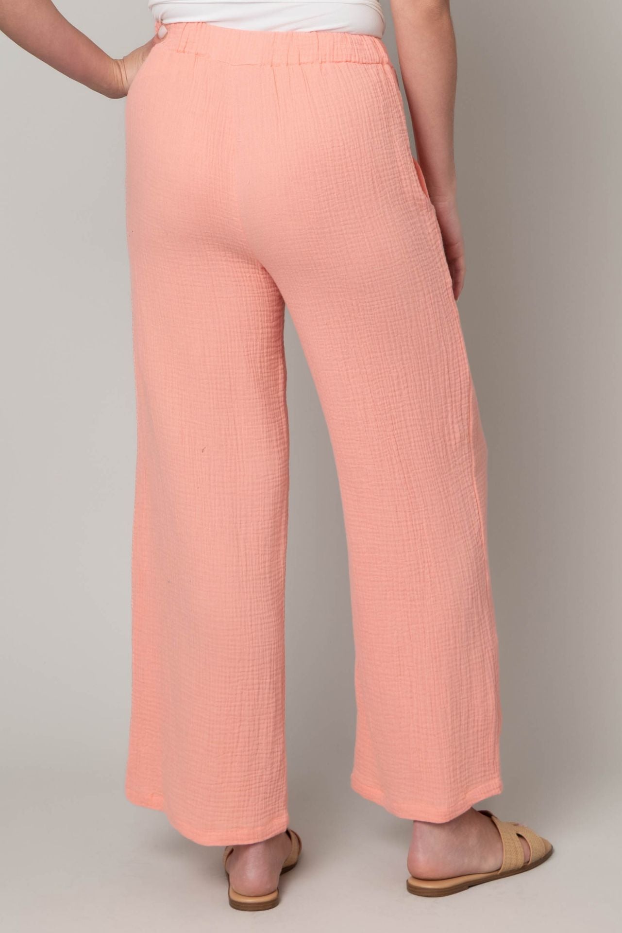 Carrie Gauze Wide Leg Pants ~ Coral